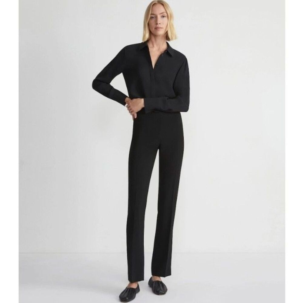 Lafayette 148 Womens Barrow Finesse Crepe Pants Size 14 Black Dress Trousers